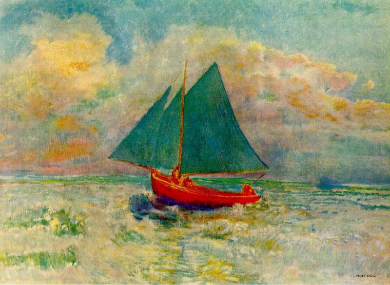 Odilon Redon Red Boat with a Blue Sail china oil painting image